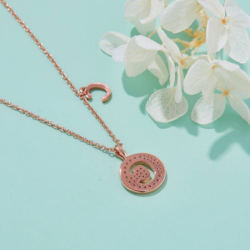 C pendant S925 silver plated rose gold Moissanite diamond light luxury letter necklace